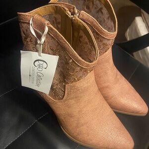 rose gold lace top boots